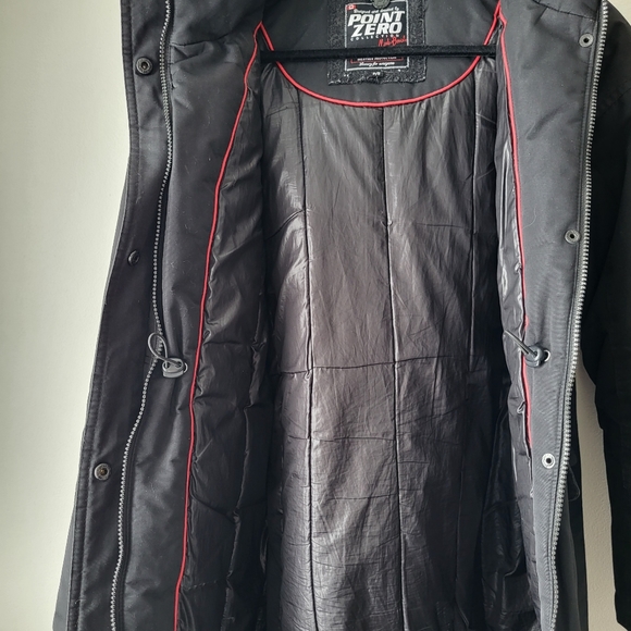 Point Zero black hooded cinched waist mid thigh zip up parka jacket Size S - Picture 11 of 12